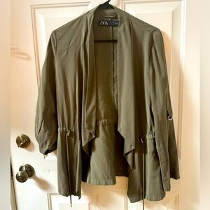 Zara Waterfall Olive Jacket Size Large